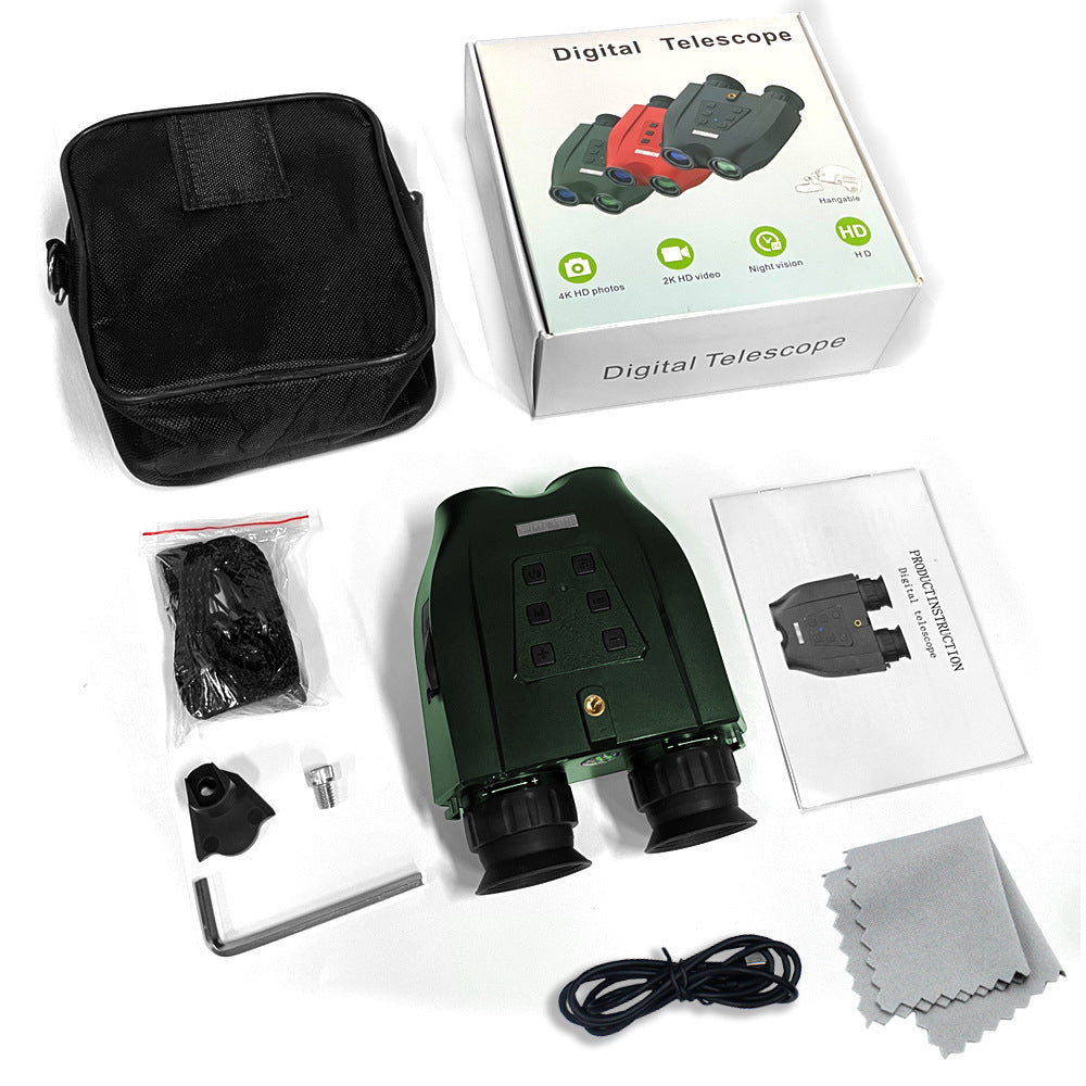 Green Professional HD Digital Night Vision Binoculars - 6X Optical Zoom, IR Illumination, Record 2.5K Video & 48MP Photos