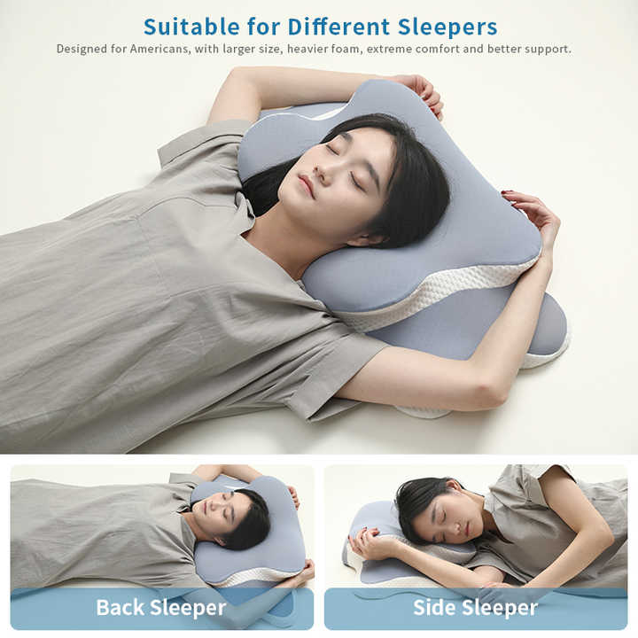 Light Green Ergonomic Butterfly Memory Foam Pillow - Cervical Neck Support for Side, Back & Stomach Sleepers, Orthopedic Contour Design