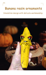 3 Pcs Style 1 Yellow Whimsical Magic Banana Monster Figurine - Quirky Resin Art Decor for Home & Party - Top-Down View