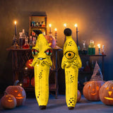 3 Pcs (Style 1+Style 2+Style 3) Yellow Whimsical Magic Banana Monster Figurine - Quirky Resin Art Decor for Home & Party - Front View