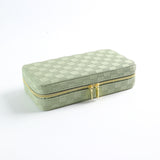 Green Stylish PU Leather Travel Jewellery Box - Compact Organizer for Rings, Earrings, Necklaces wit