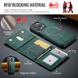 Black Premium MagSafe Wallet Case for iPhone 16 Pro Max - Detachable PU Leather Magnetic Card Holder - 45-Degree Angle