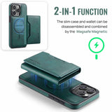 Black Premium MagSafe Wallet Case for iPhone 16 Pro Max - Detachable PU Leather Magnetic Card Holder - Rear View