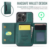 Black Premium MagSafe Wallet Case for iPhone 16 Pro Max - Detachable PU Leather Magnetic Card Holder - Close-Up Angle