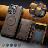Coffee Premium MagSafe Wallet Case for iPhone 16 Pro Max - Detachable PU Leather Magnetic Card Holder - Front View