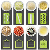 Green And Grey Ultimate 12-in-1 Multi-Functional Vegetable Slicer Dicer Chopper - Mandoline with Storage Containers & Drain Basket - Side View