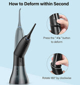 White Advanced Portable Water Flosser - Rechargeable Oral Irrigator, IPX7 Waterproof, 4 Cleaning Modes for Deep Dental Care - Top-Down View