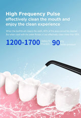 White Advanced Portable Water Flosser - Rechargeable Oral Irrigator, IPX7 Waterproof, 4 Cleaning Modes for Deep Dental Care