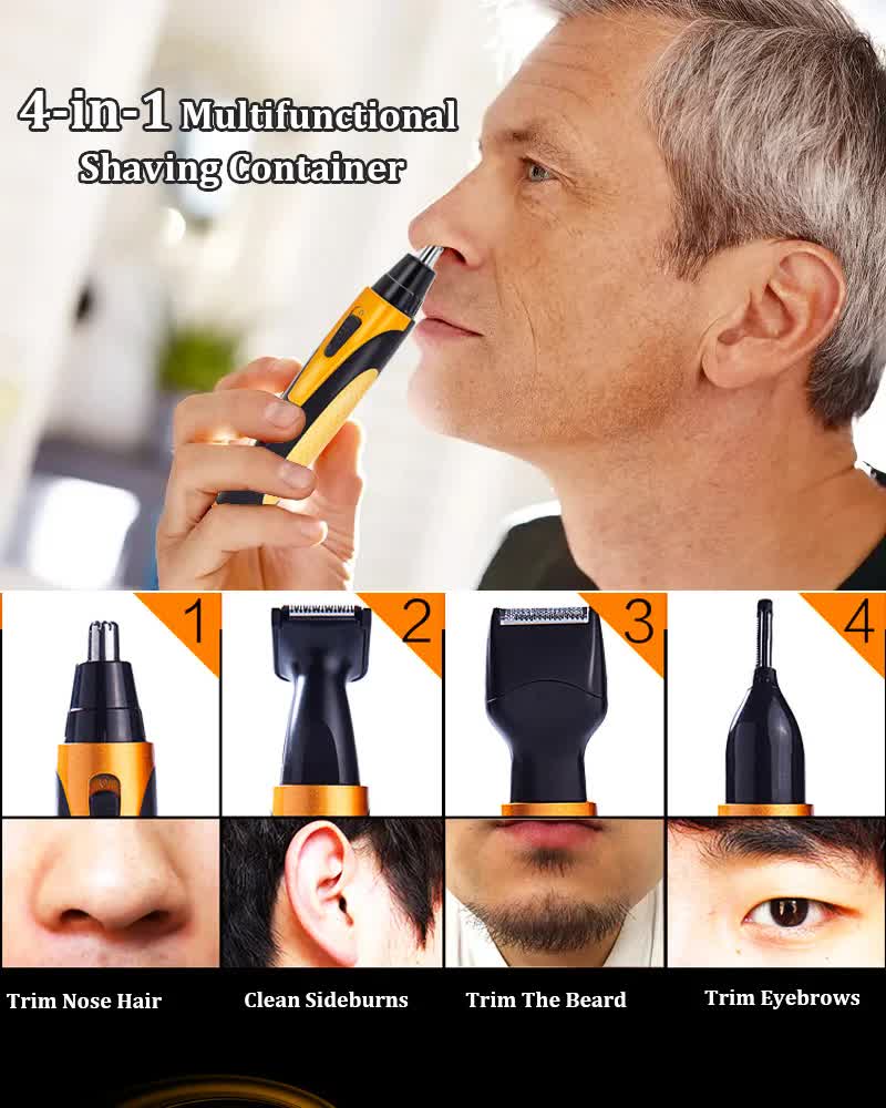Purple and Black Versatile 4-in-1 USB Rechargeable Men's Grooming Kit - Precision Nose, Ear, Eyebrow Trimmer & Detail Shaver