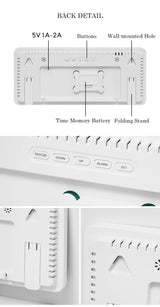 Black Background With Blue,Green and White Light Sleek Large LED Digital Wall & Desk Clock - Remote Control, Temperature, Humidity, Dual Alarms, Calendar - Extra Image