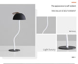 White Sleek Minimalist LED Mushroom Table Lamp - Rechargeable 3-Color Touch Control, Bar & Ambient Light - Front View