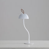 White Three-dimensional stripes Sleek Minimalist LED Mushroom Table Lamp - Rechargeable 3-Color Touch Control, Bar & Ambient Light
