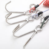 Blue Pro 316 Stainless Steel Diving Reef Hook - Single, Double Combo Pack - Current Hook with Coiled Safety Lanyard