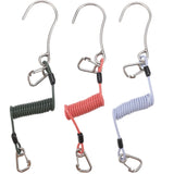 Red Pro 316 Stainless Steel Diving Reef Hook - Single, Double Combo Pack - Current Hook with Coiled Safety Lanyard - Front View