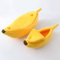 Yellow Cozy Banana Peel Pet Bed - Plush & Warm Cave House for Cats & Small Dogs (Large)