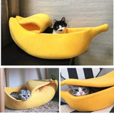 Pink Cozy Banana Peel Pet Bed - Plush & Warm Cave House for Cats & Small Dogs (Large) - Top-Down View