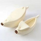 Beige Cozy Banana Peel Pet Bed - Plush & Warm Cave House for Cats & Small Dogs (Large)