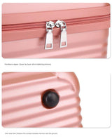 Pink Durable Hard Shell Makeup Travel Case - Large Capacity Portable Cosmetic Organizer Box with Handle - Rear View