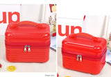 Red Durable Hard Shell Makeup Travel Case - Large Capacity Portable Cosmetic Organizer Box with Handle - Front View