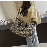 Black Stylish Geometric Pattern Travel Duffel Bag - Large Capacity Lightweight Weekender & Gym Bag - Side View