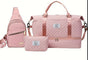Pink Chic 3-Piece Quilted Travel Bag Set - Duffel, Crossbody Sling & Toiletry Pouch - Large Capacity & Lightweight