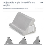 Grey Soft Multi-Angle Tablet Pillow Stand - Comfy Reading & Viewing Holder for iPads, Books, eReaders