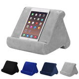 Black Soft Multi-Angle Tablet Pillow Stand - Comfy Reading & Viewing Holder for iPads, Books, eReaders - Front View
