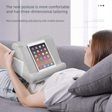 Purple Soft Multi-Angle Tablet Pillow Stand - Comfy Reading & Viewing Holder for iPads, Books, eReaders - Rear View