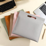 Beige Professional A4 PU Leather Document Bag - Waterproof Handheld File Folder Portfolio for Business & Conference - Front View