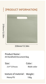 Beige Professional A4 PU Leather Document Bag - Waterproof Handheld File Folder Portfolio for Business & Conference - 45-Degree Angle