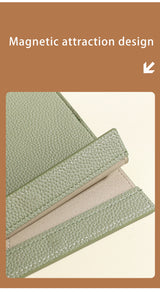 Beige Professional A4 PU Leather Document Bag - Waterproof Handheld File Folder Portfolio for Business & Conference - Low Angle