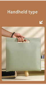 Grey Professional A4 PU Leather Document Bag - Waterproof Handheld File Folder Portfolio for Business & Conference