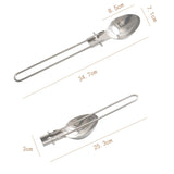 Silver 304 Stainless Steel Folding Camping Ladle  - 2 Pack Deep Serving Spoons, Portable & Eco-Friendly - Front View