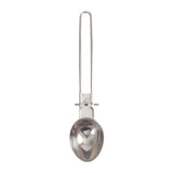 Silver Premium 304 Stainless Steel Folding Camping Utensil Set - Spatula & Deep Spoon Combo for Outdoor Cooking - Rear View