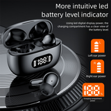 Black ProBeat X5 TWS Earbuds: Bluetooth 5.3, LED Smart Display Case, Intuitive Touch Controls, Extended Playtime - Rear View