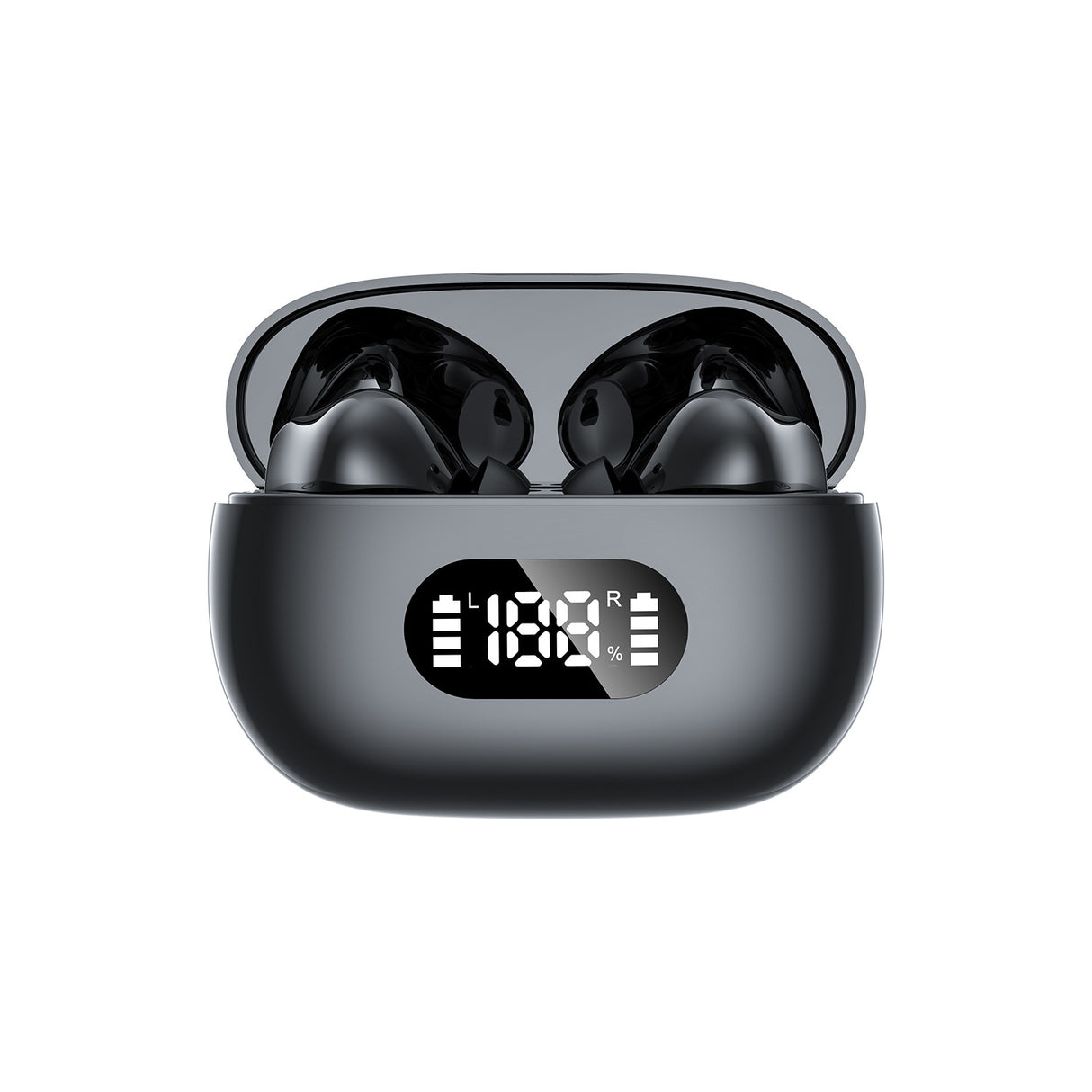 White ProBeat X5 TWS Earbuds: Bluetooth 5.3, LED Smart Display Case, Intuitive Touch Controls, Extended Playtime