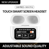 Black AuraTune Pro: TWS Earbuds with Interactive LCD Case, ANC+ENC Noise Cancellation, AI Translation & EQ Modes - Top-Down View