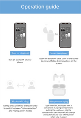 Black AuraTune Pro: TWS Earbuds with Interactive LCD Case, ANC+ENC Noise Cancellation, AI Translation & EQ Modes - Close-Up Angle