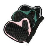 2 Pcs Green And Black Pet Grooming Glove - Gentle Deshedding & Massage Mitt for Dogs & Cats, Efficient Fur Remover - Front View