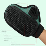 2 Pcs Green And Black Pet Grooming Glove - Gentle Deshedding & Massage Mitt for Dogs & Cats, Efficient Fur Remover - Side View