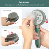 Pink And Grey Dual-Sided Pet Grooming Brush - Self-Cleaning Slicker & Gentle Massage Bath Comb for Dogs & Cats - Top-Down View