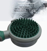 Green And Grey Dual-Sided Pet Grooming Brush - Self-Cleaning Slicker & Gentle Massage Bath Comb for Dogs & Cats - Close-Up Angle