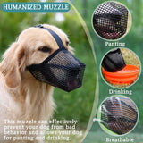 2 Pcs Size S Black Breathable Mesh Dog Muzzle - Anti-Barking, Biting & Chewing - Adjustable & Comfortable Nylon Muzzle for Dogs - Front View