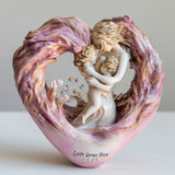 Pink Heartfelt Mother & Two Children Resin Figurine - Love Grows Here Decorative Home Accent Sculpture - Front View