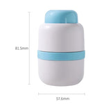 White And Blue 3-in-1 Pill Cutter Crusher & Storage Box - Portable Tablet Splitter Grinder for Precise Dosing - Side View