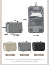 Black Eco-Friendly RPET Hanging Toiletry Bag - Large Capacity Waterproof Travel Makeup Organizer - Close-Up Angle