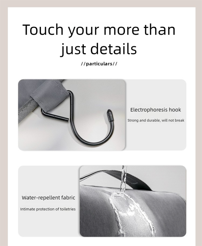 Beige Eco-Friendly RPET Hanging Toiletry Bag - Large Capacity Waterproof Travel Makeup Organizer