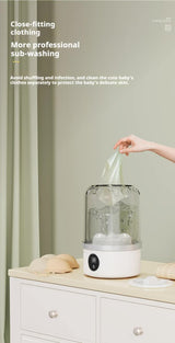 Blue Portable Mini Washing Machine - Rechargeable USB-C Electric Washer for Travel, Delicates & Socks - Rear View