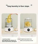 Blue Portable Mini Washing Machine - Rechargeable USB-C Electric Washer for Travel, Delicates & Socks