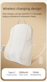 Grey Slim Wireless Shiatsu Back Massager Cushion - Rechargeable Heated Massage Pad for Full Back Relief - Rear View